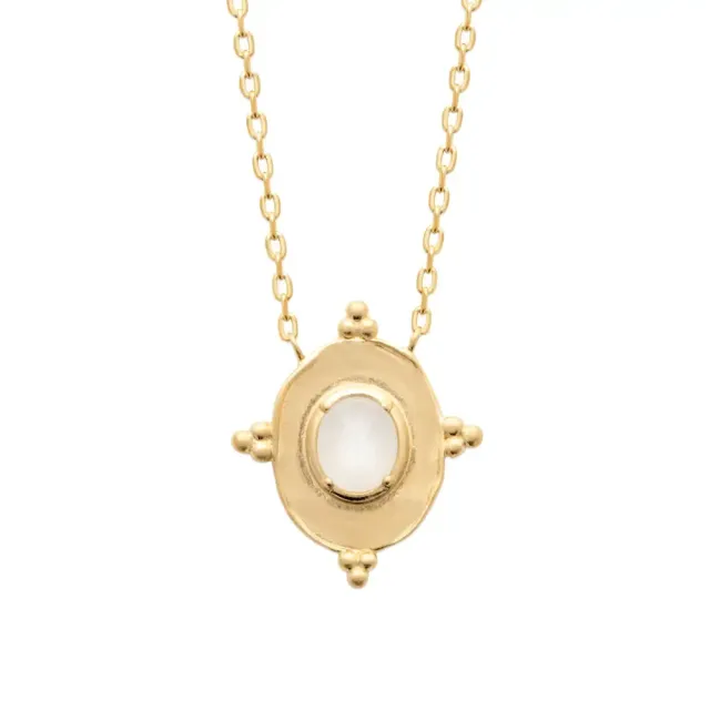 Oriana France collier vintage plaqué or pierre de lune