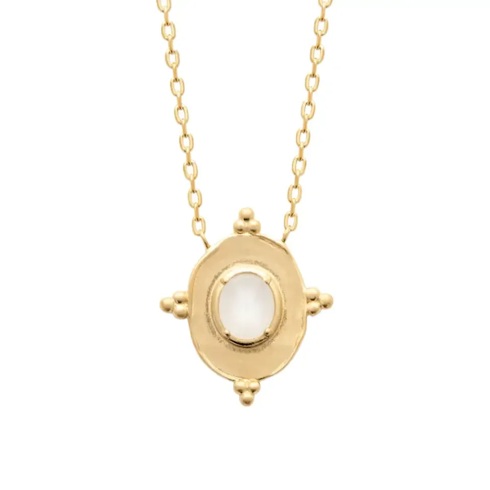 Oriana France collier vintage plaqué or pierre de lune