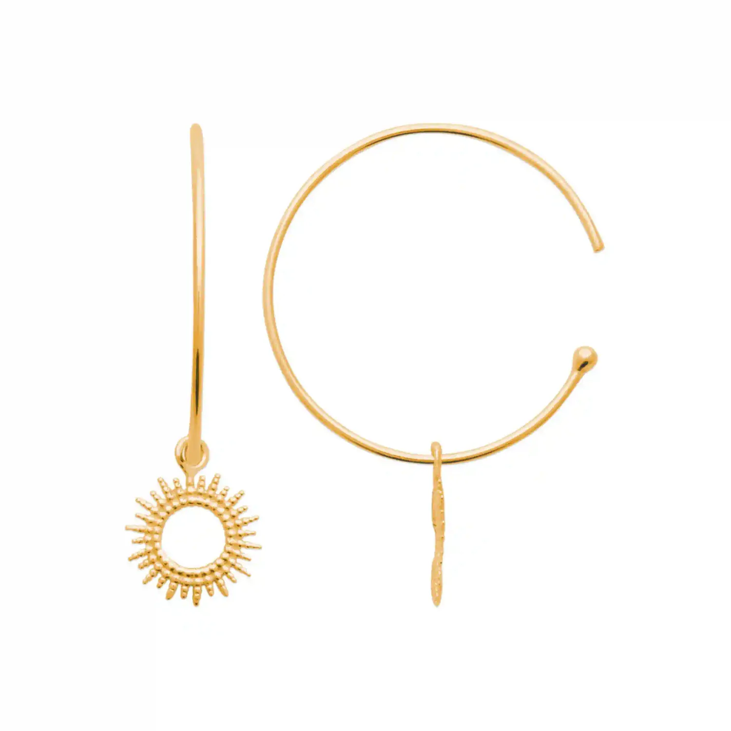 Oriana France créoles soleil plaqué or pendentif