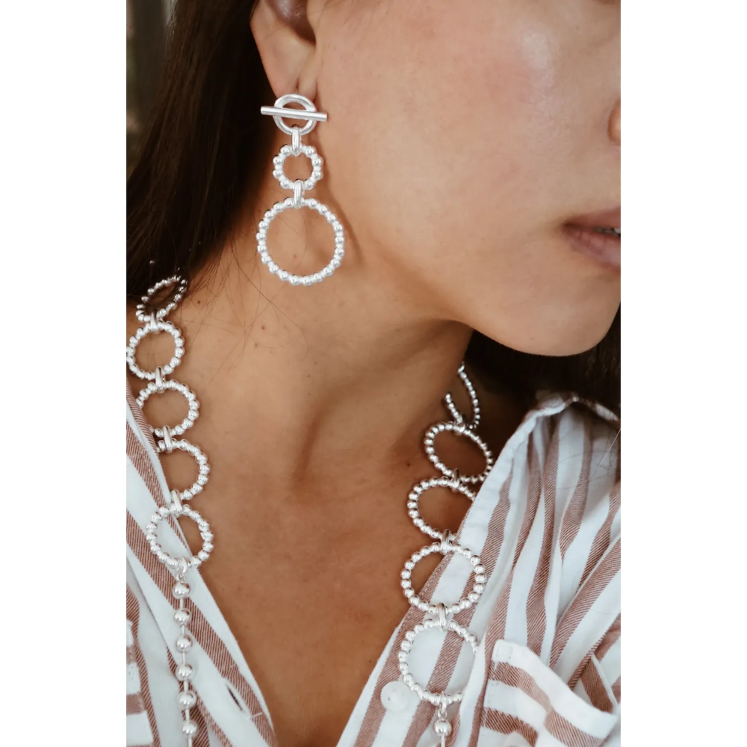Secret de Cuir N°1317 boucles perles argentées