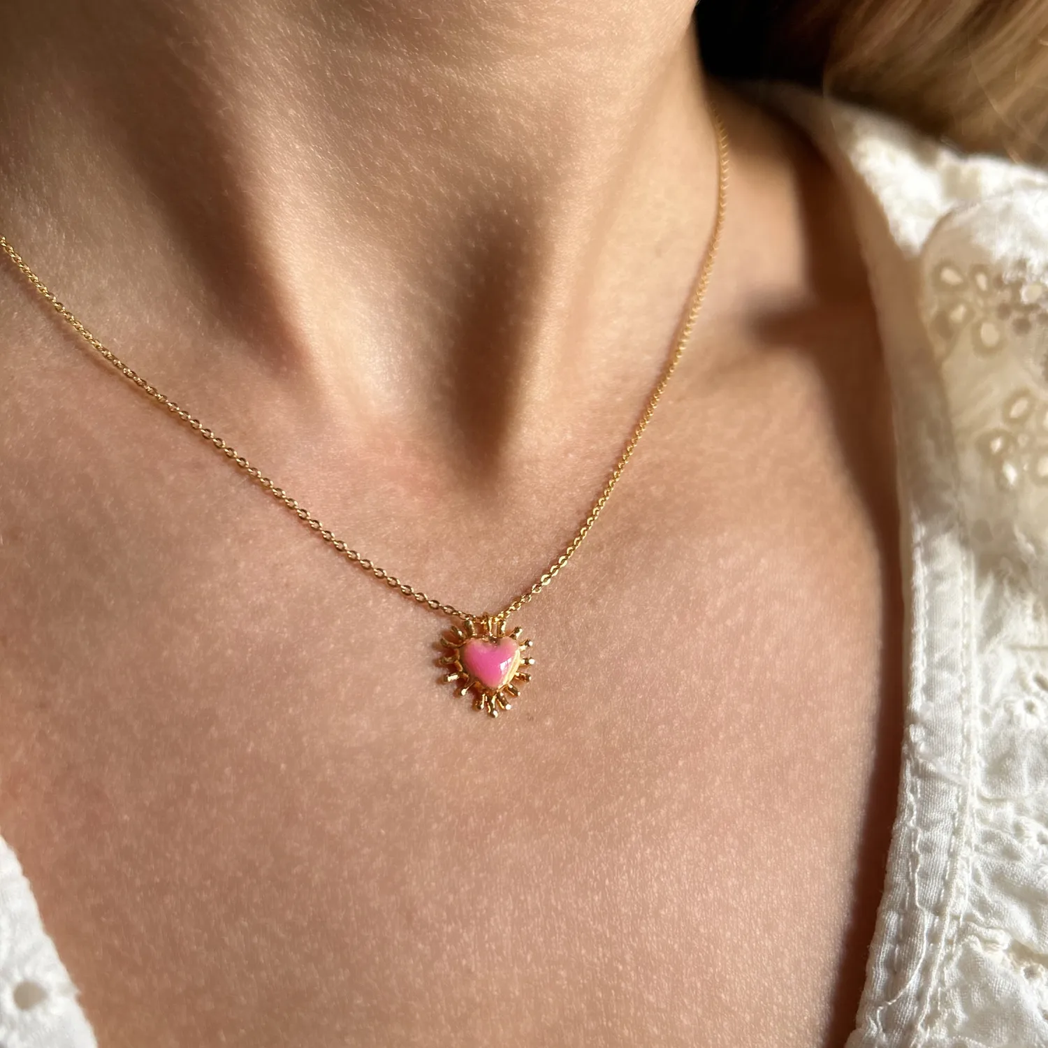 Elise Tsikis Esperenza collier coeur rose doré