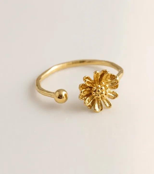 Elise Tsikis Marguerite Simple bague or jaune réglable