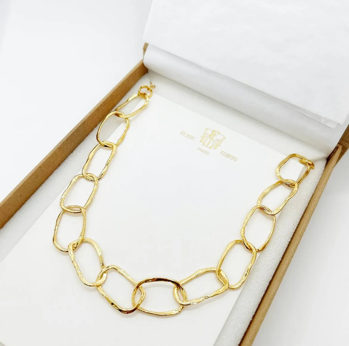 Elise Tsikis Epure collier Pia mailles or jaune 36 cm