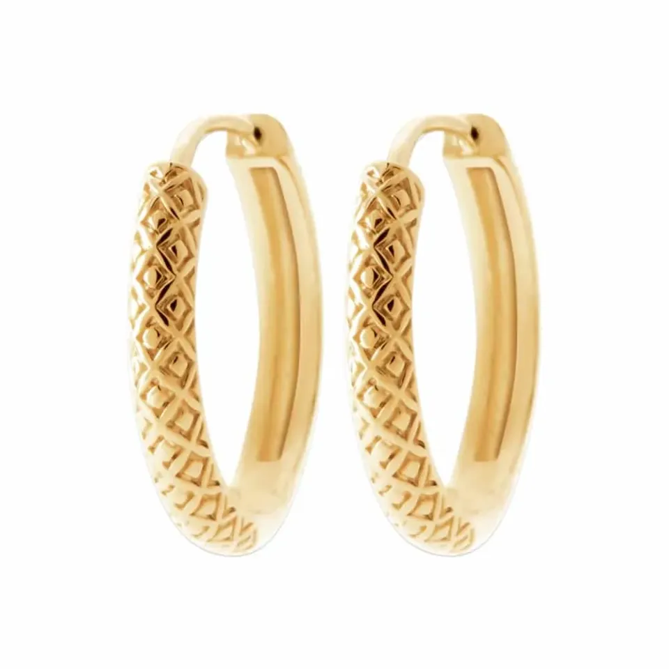 Oriana France boucles créoles plaqué or croisillons gravés
