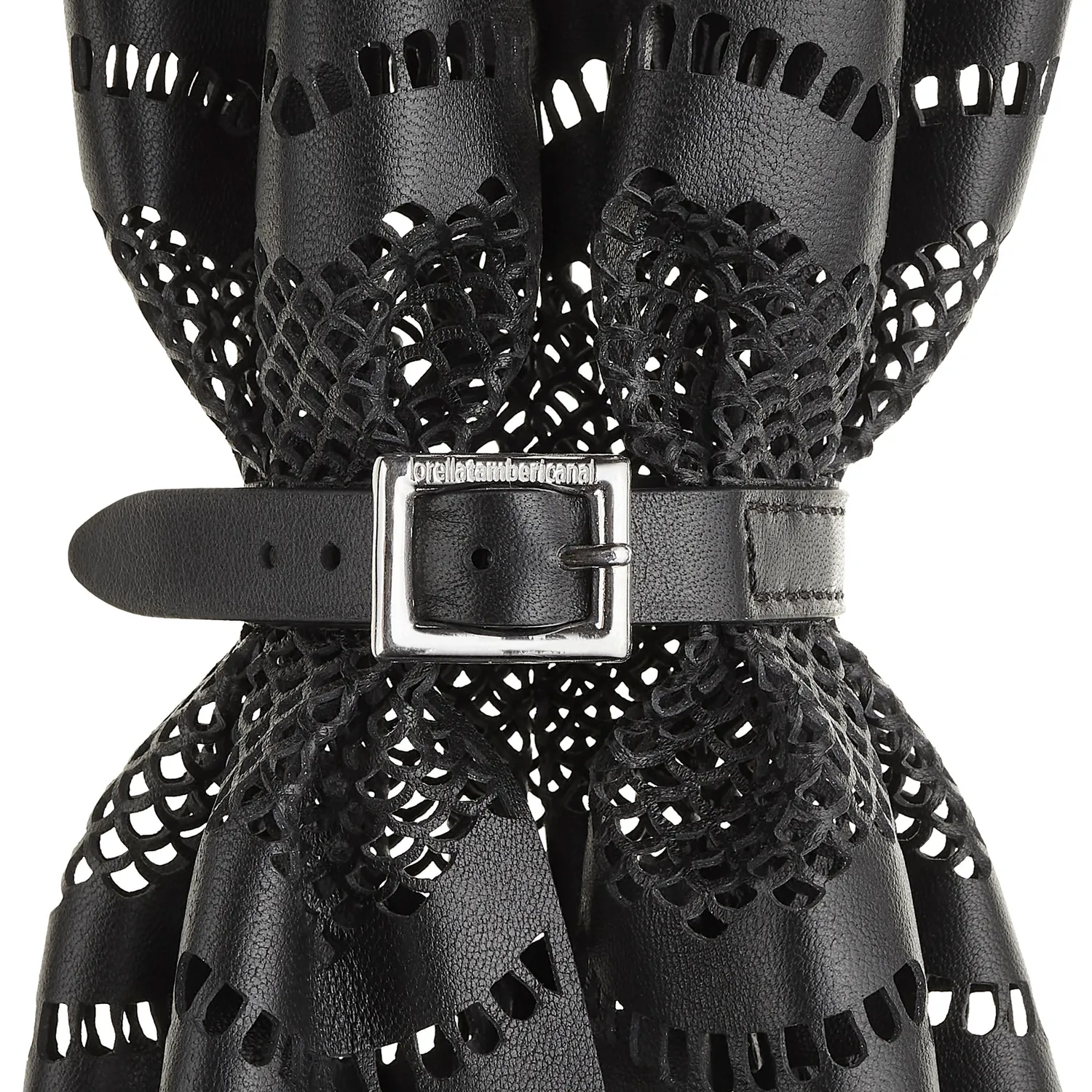 Lorella Tamberi Canal Victoria manchette cuir noir boucle argentée