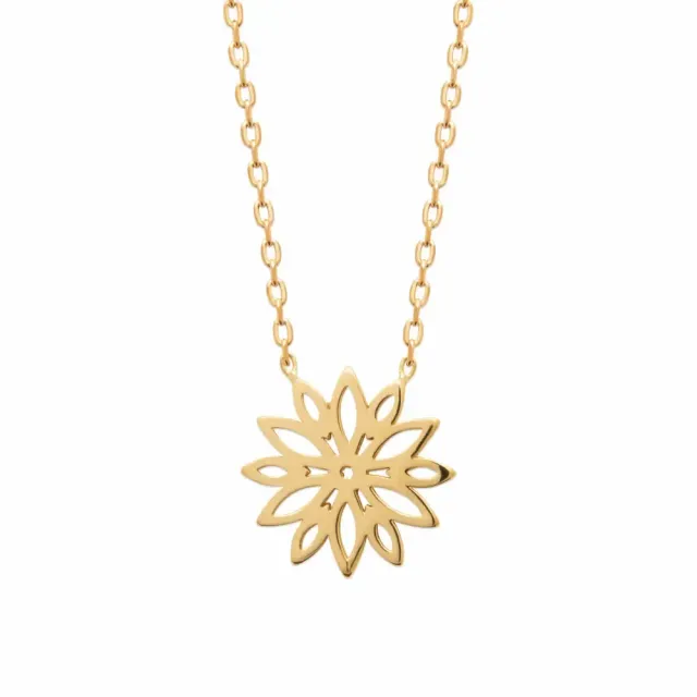 Oriana France fleur ajourée collier plaqué or
