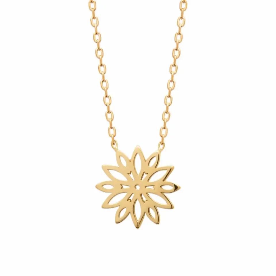 Oriana France fleur ajourée collier plaqué or