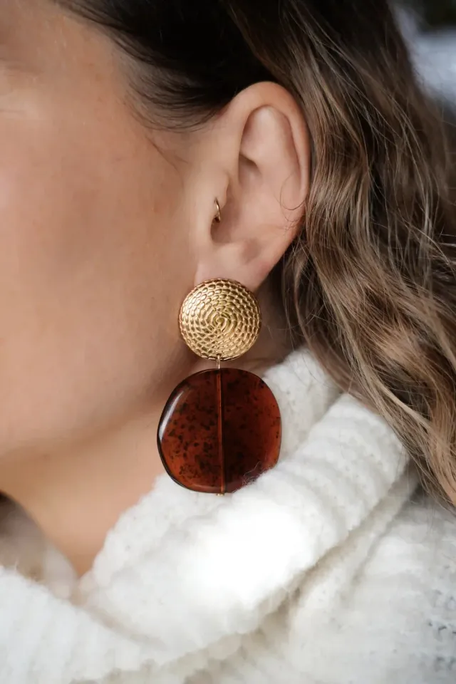 Cloralys Judith boucles d'oreilles palet marbré marron