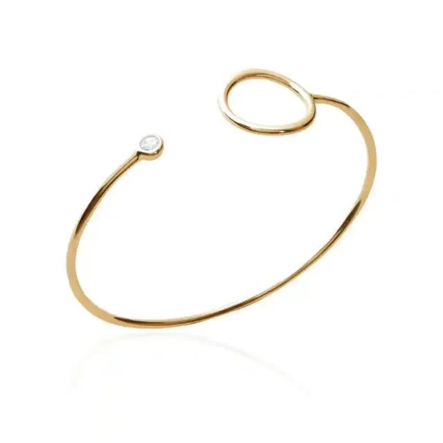 Oriana France bracelet jonc grand cercle plaqué or zircon