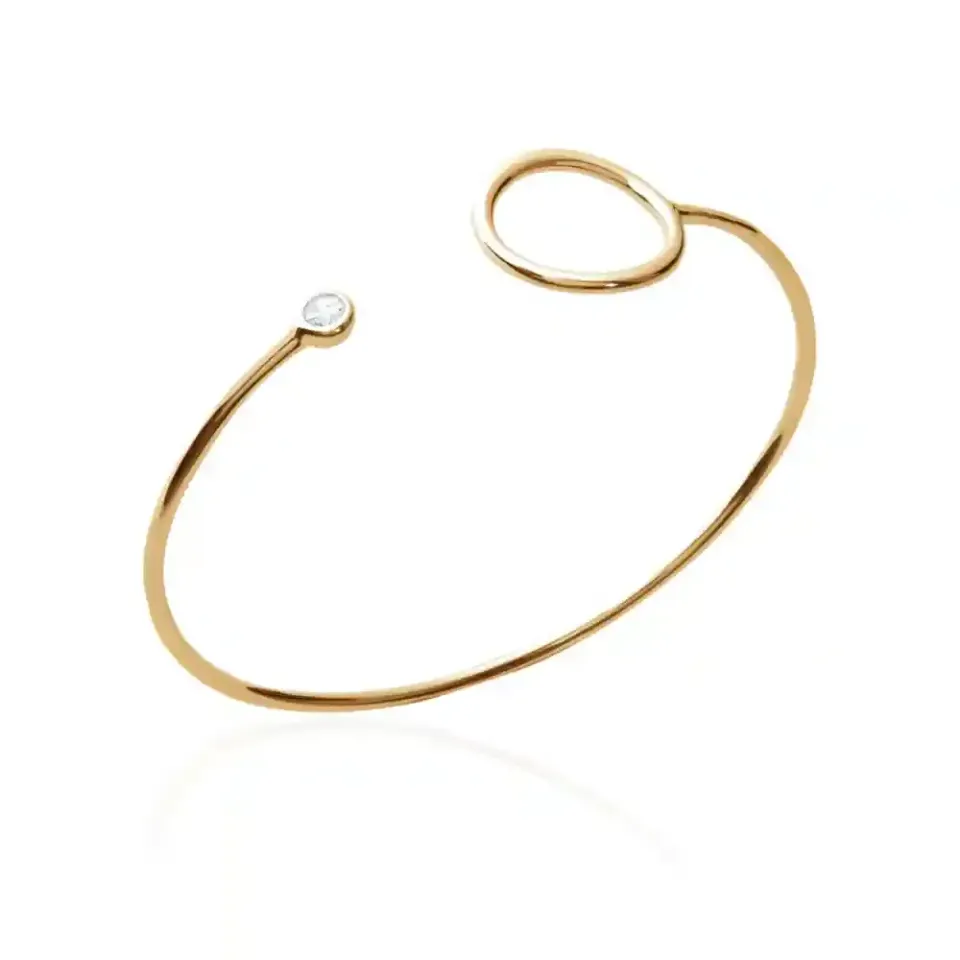 Oriana France bracelet jonc grand cercle plaqué or zircon