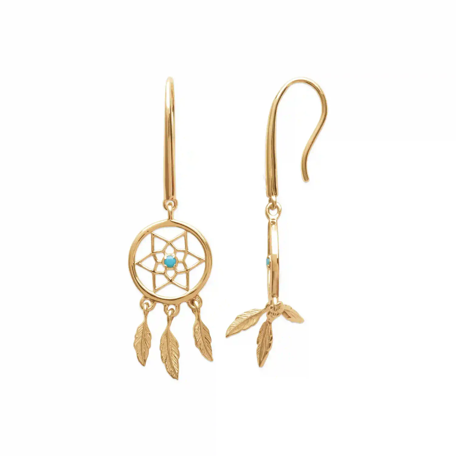 Oriana France boucles attrape-rêves plaqué or turquoise