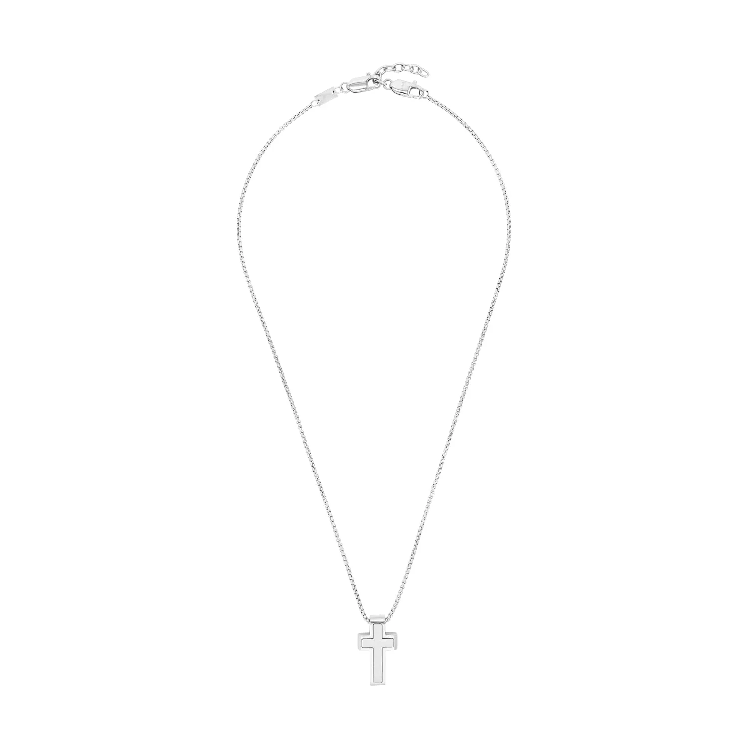 s.Oliver collier homme cuir croix argenté gravable