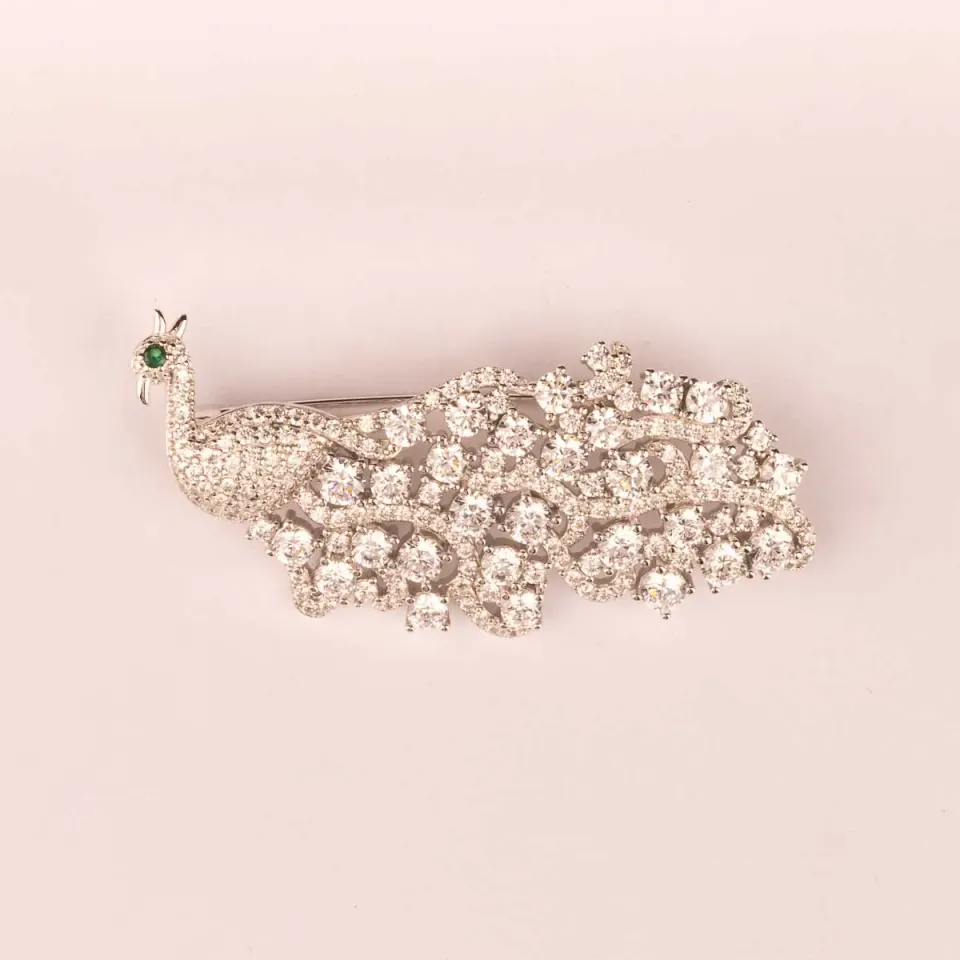 Ultima Edizione Pavone broche paon zircons blancs