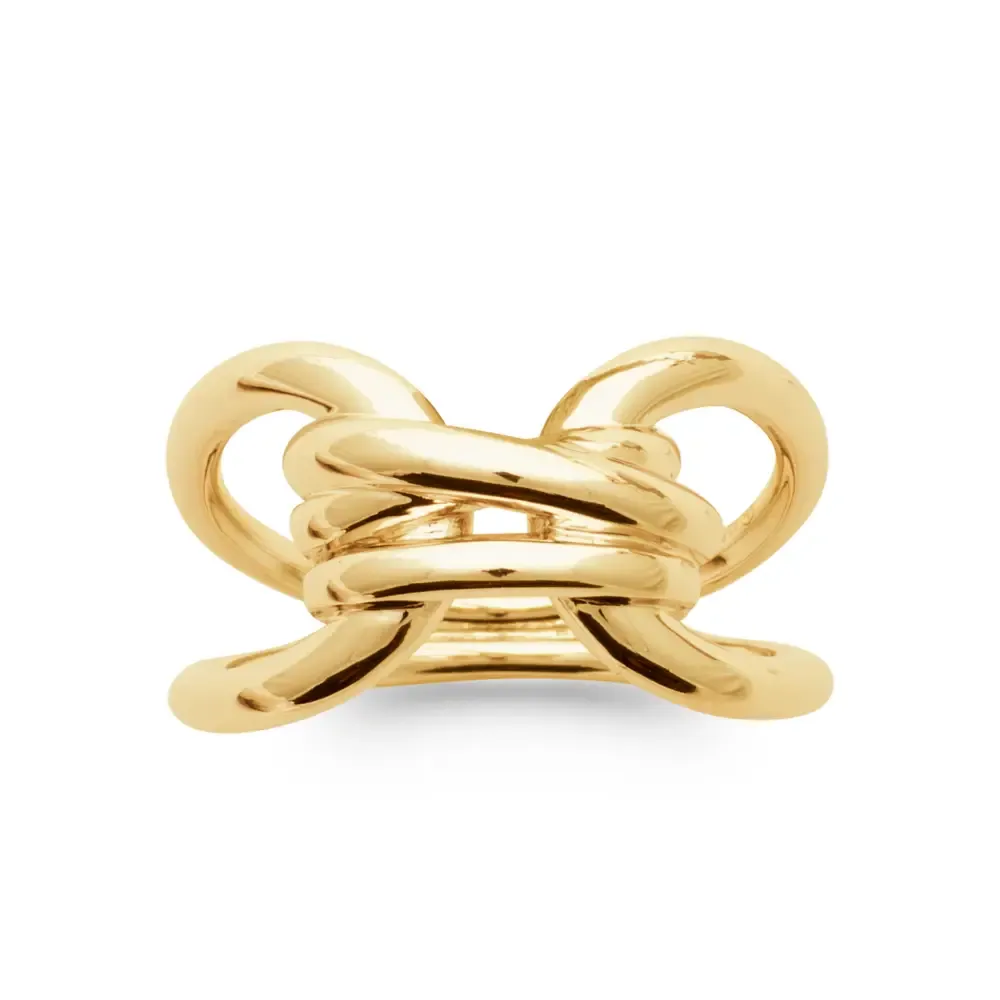 Oriana France bague bobine entrelacée bague plaqué or lisse