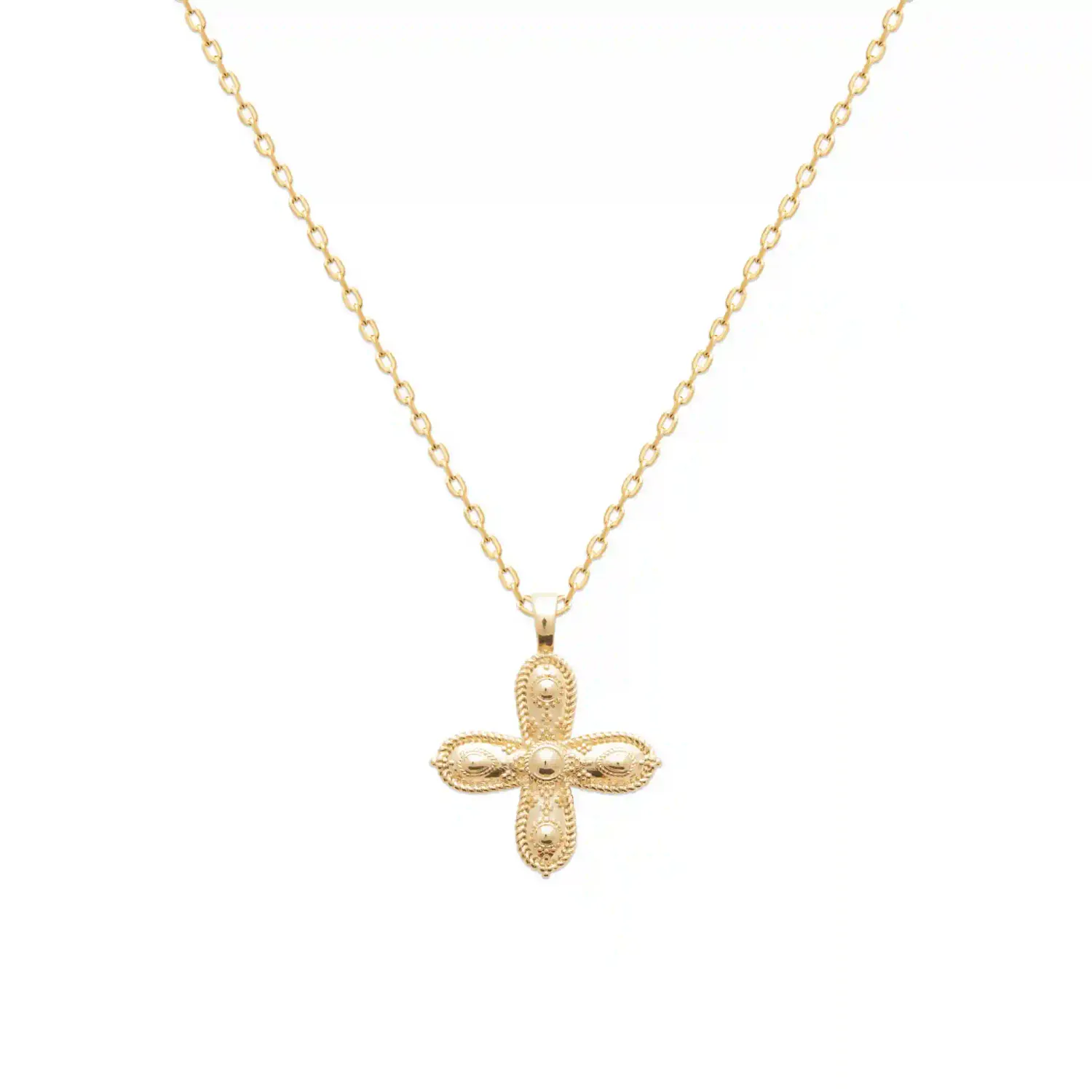 Oriana France pendentif croix religieuse plaqué or 18 carats