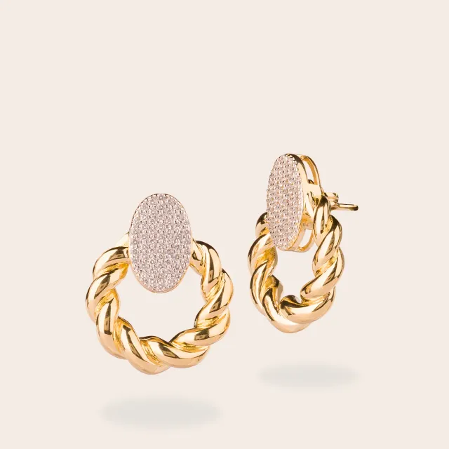 Ultima Edizione boucles pavé maille lisse dorées