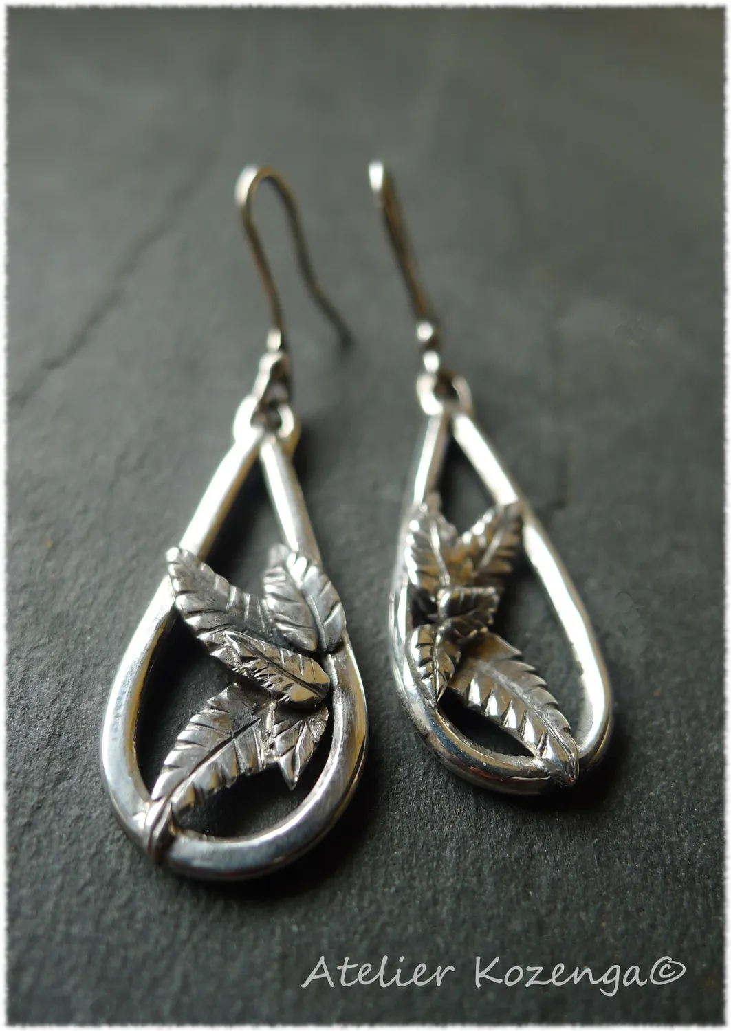 L'Atelier Kozenga Feuilles boucles d'oreilles argent 950