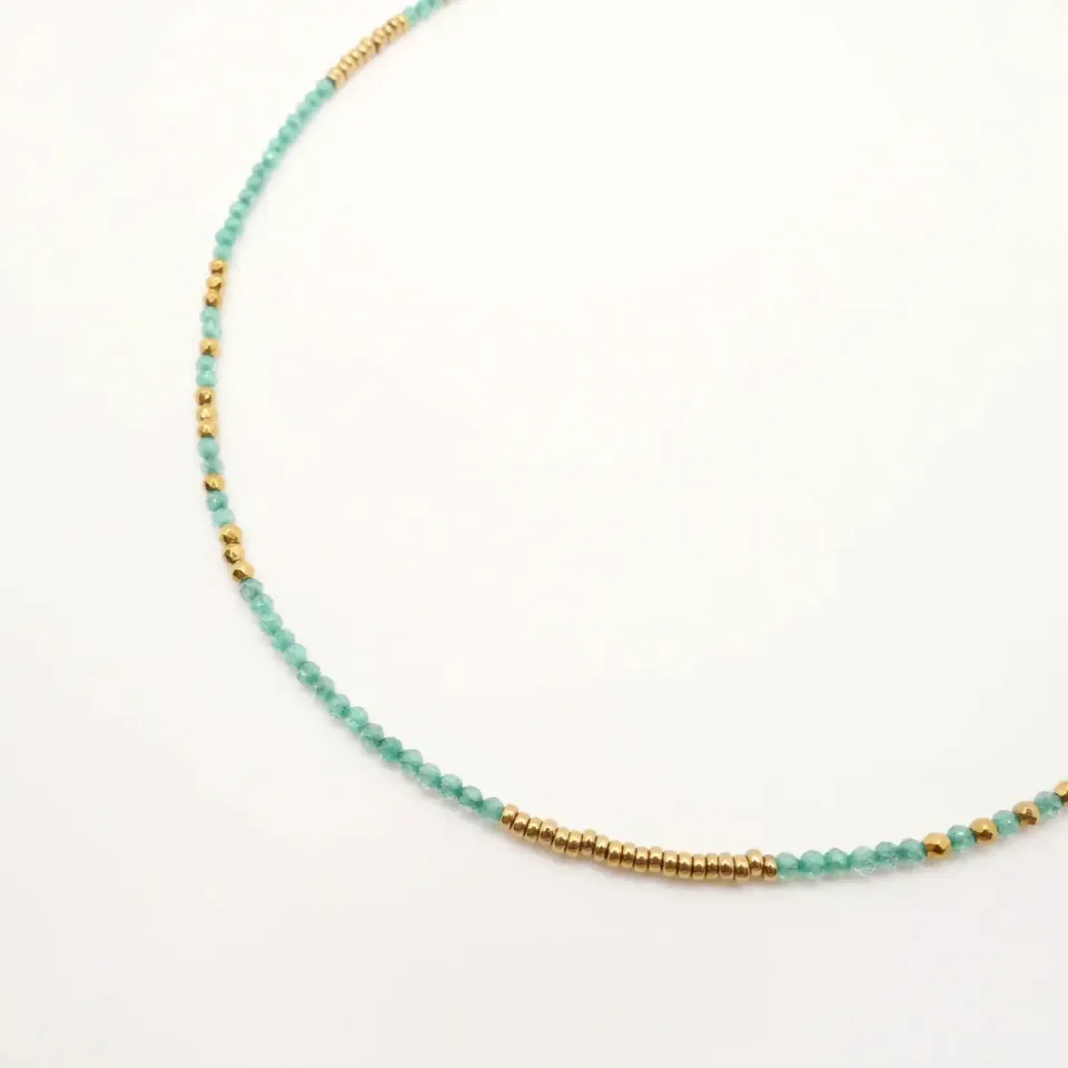 Cloralys Adélia turquoise collier zircon 36 cm