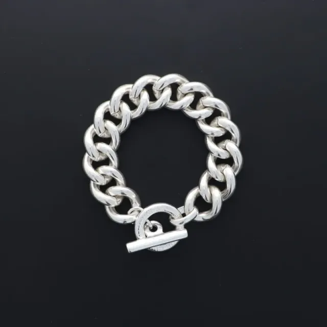 Secret de Cuir N°1543 bracelet gourmette ronde plaqué argent
