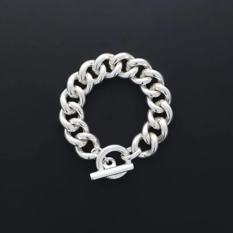 Secret de Cuir N°1543 bracelet gourmette ronde plaqué argent