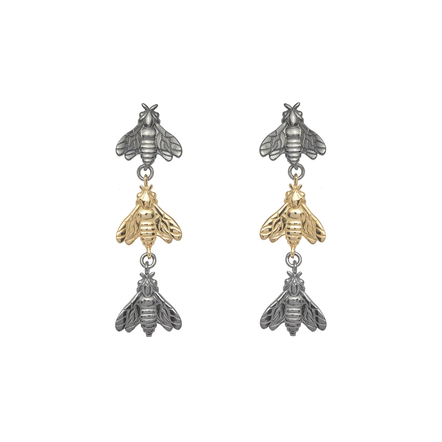 Lorella Tamberi Bee Queen 3 abeilles boucles d'oreilles pendantes