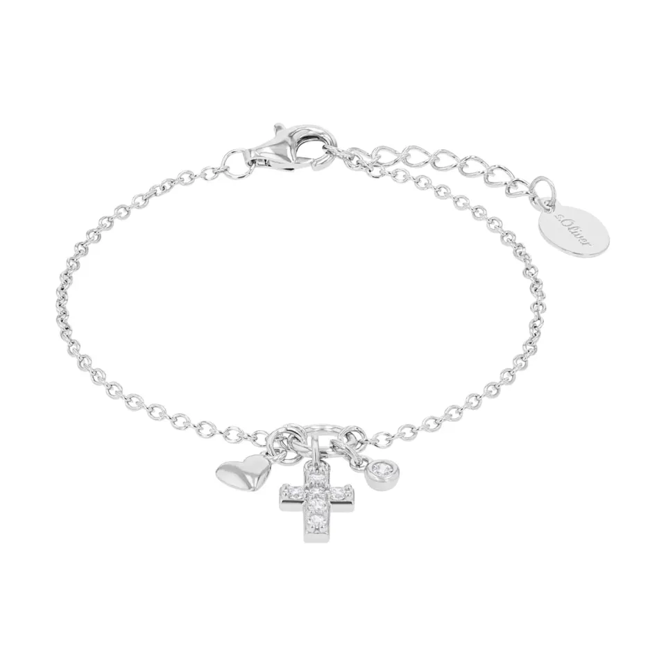 s.Oliver Bracelet Fille Argent 925 Croix 14-16 cm
