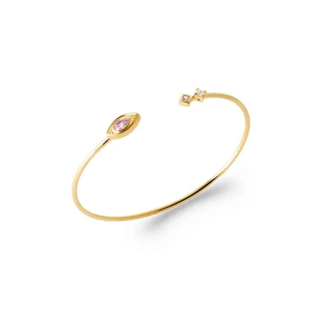Oriana France bracelet jonc oeil quartz rose synthétique plaqué or