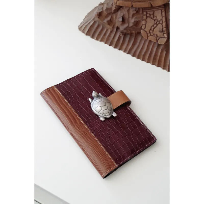 Secret de Cuir Portefeuille PM cuir tortue prune