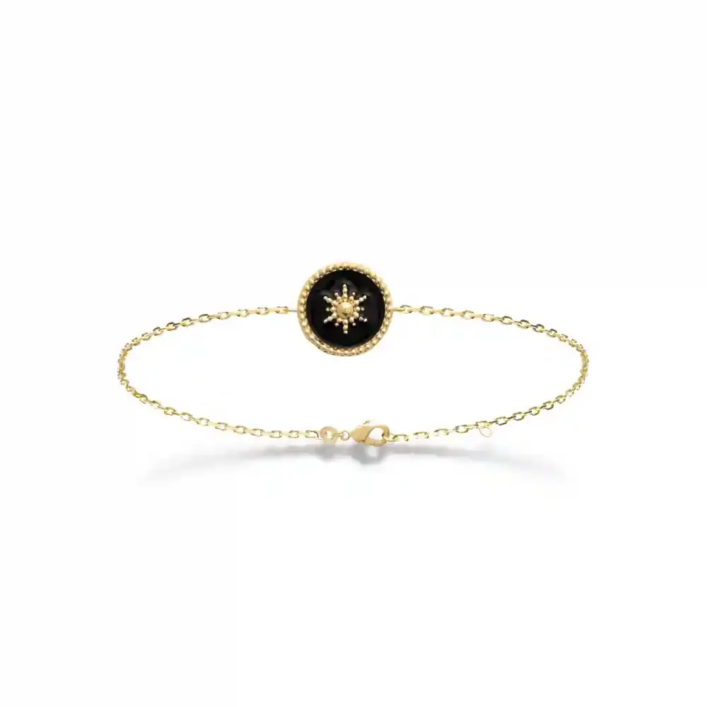 Oriana France soleil laque noire bracelet plaqué or