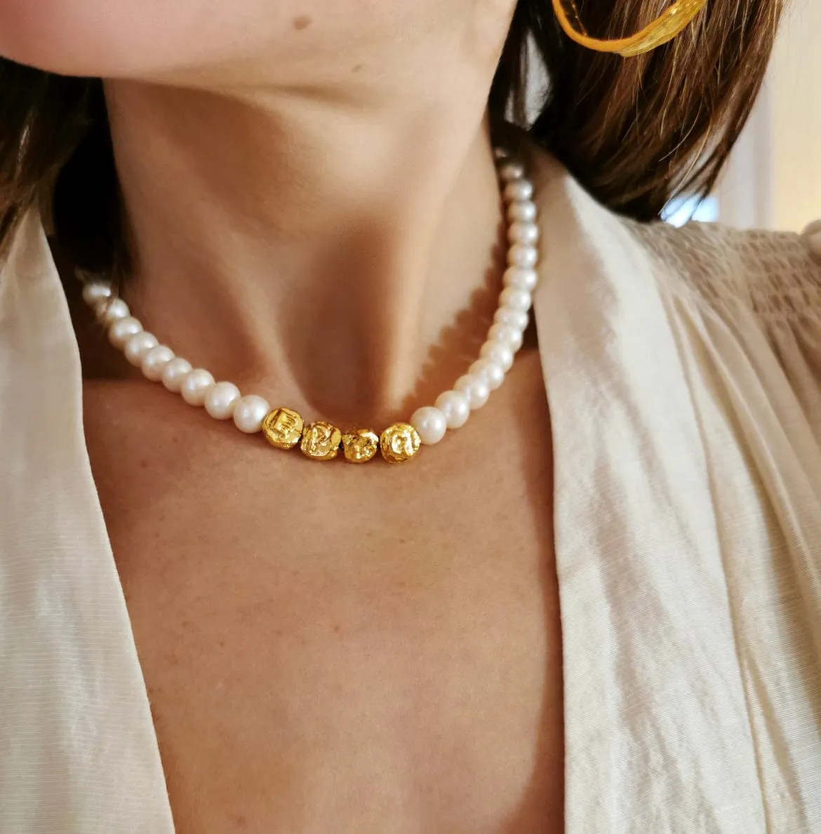 Elise Tsikis Eros collier perles Eros 35 cm