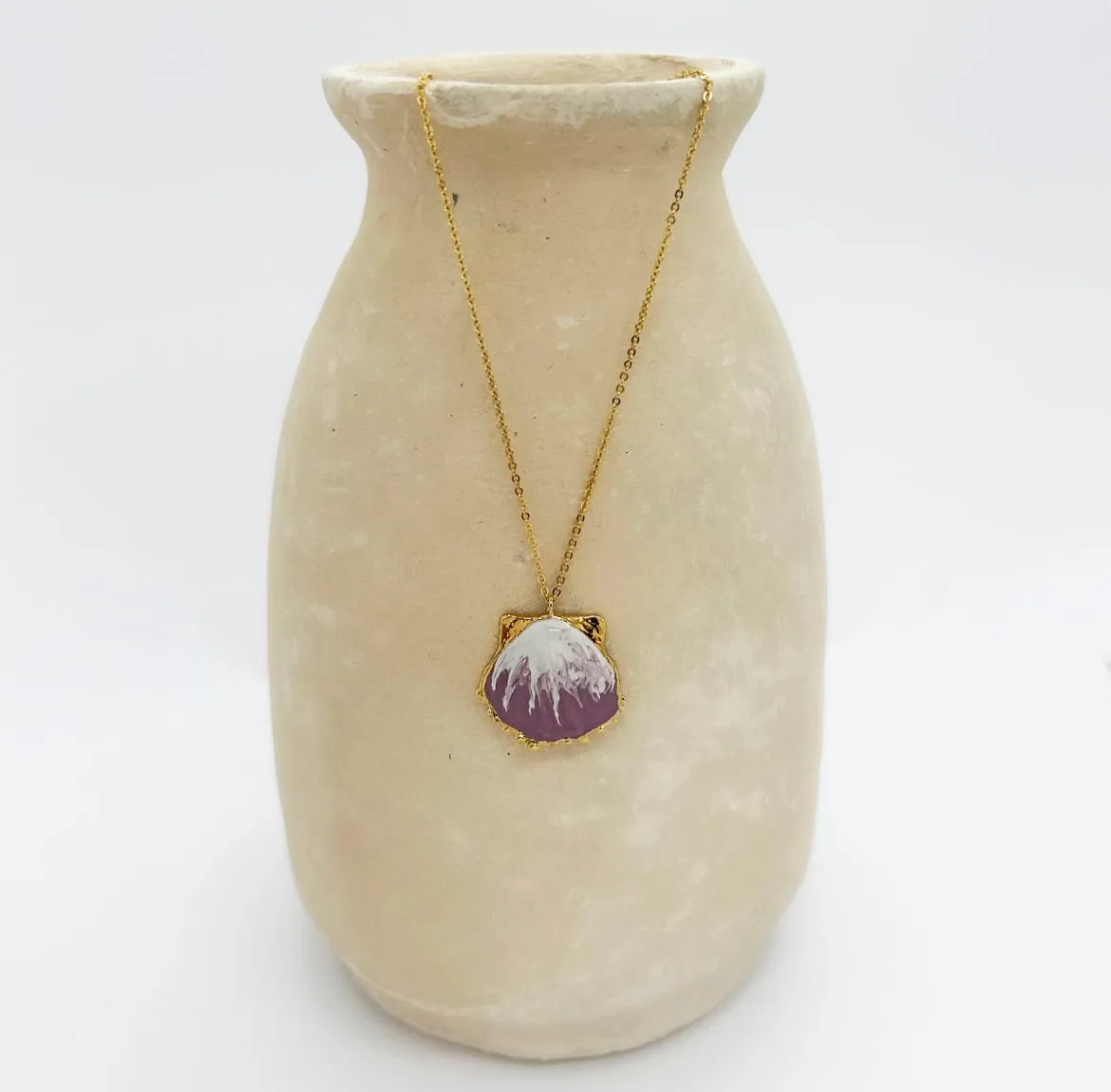 Elise Tsikis Neptune collier coquillage chaîne 45 cm