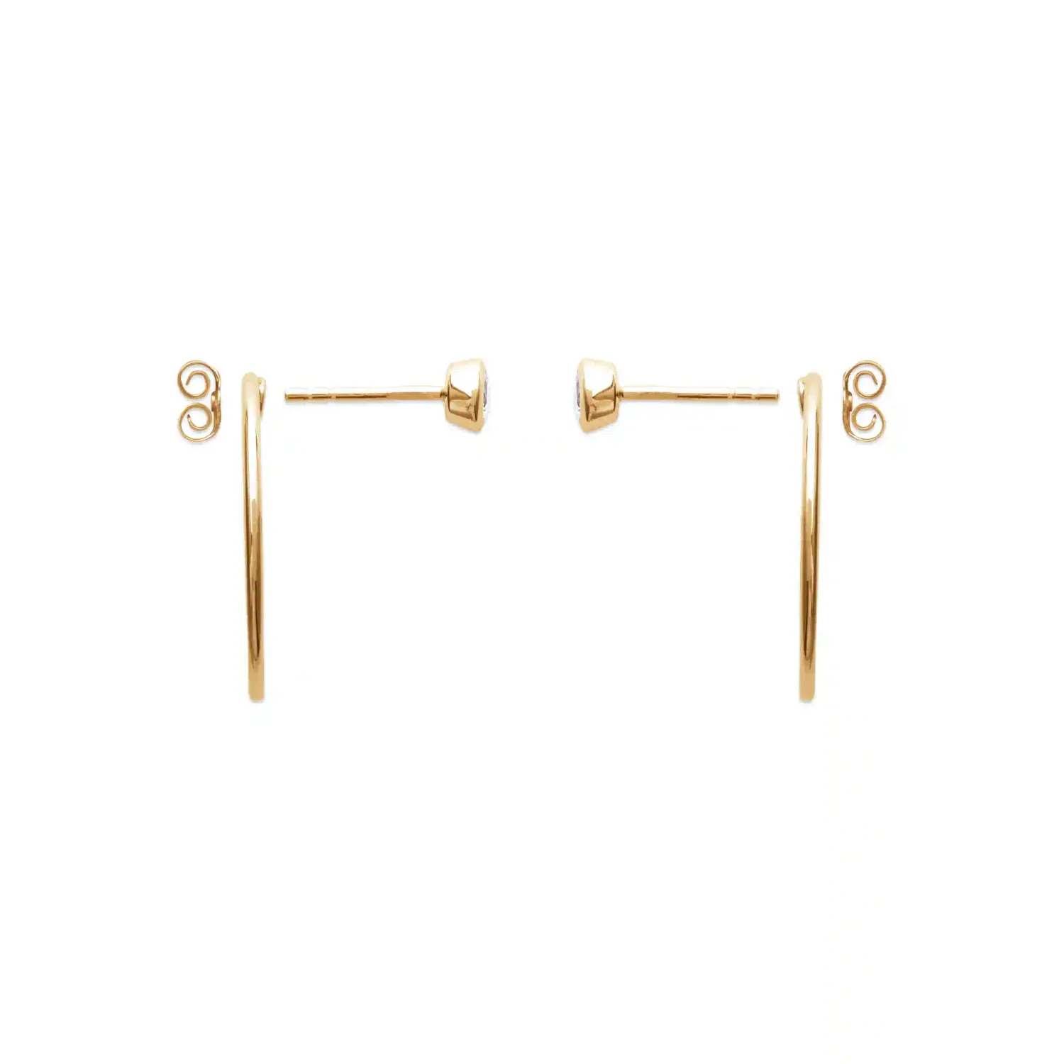 Oriana France grand cercle boucles d'oreilles plaqué or cristal