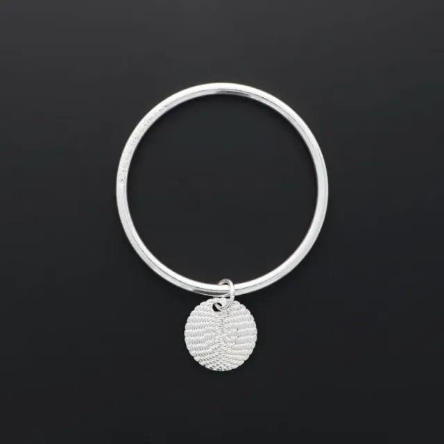 Secret de Cuir N°725 jonc pastille striée argenté