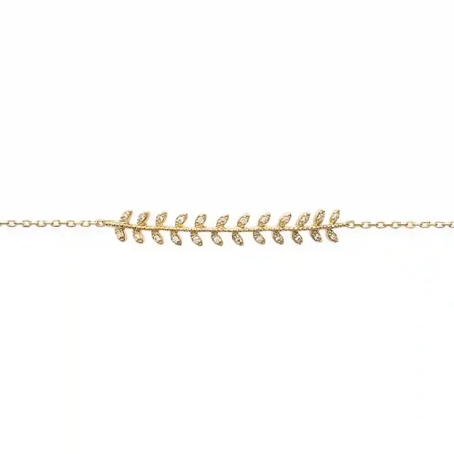 Oriana France bracelet chaîne laurier plaqué or doré