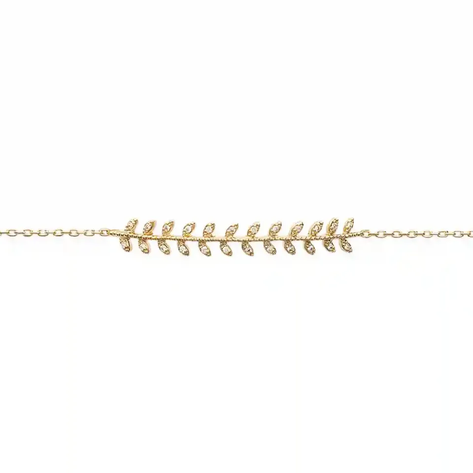 Oriana France bracelet chaîne laurier plaqué or doré