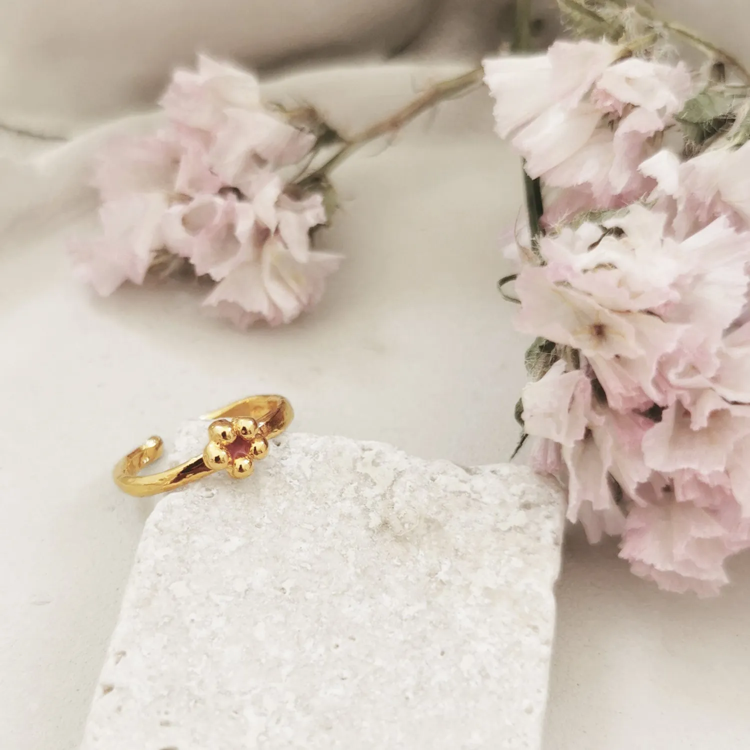 Elise Tsikis Lali bague fleur réglable rose femme