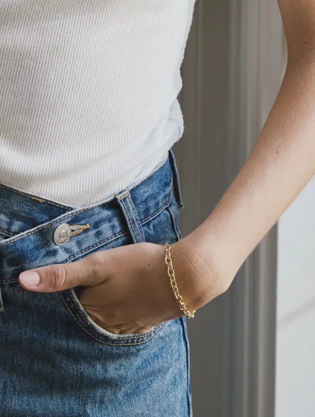 Elise Tsikis Chanes bracelet maille ronde doré