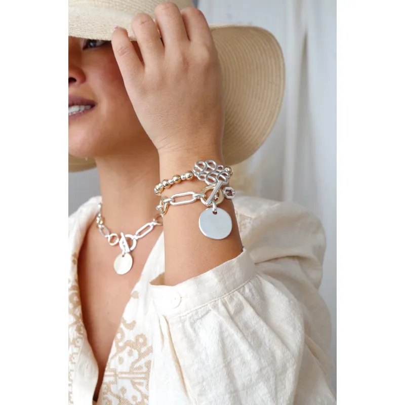 Secret de Cuir N°1617 bracelet perles bicolore élastique
