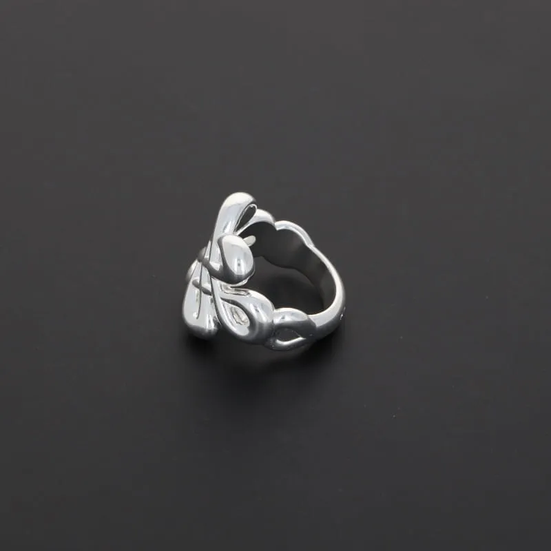 Secret de Cuir N°1501 bague Jie nœud plaqué argent