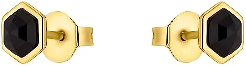 s.Oliver 2034897 boucles d'oreilles hexagone noir zircone