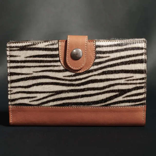 Secret de Cuir Portefeuille PM bouton zèbre cuir vache