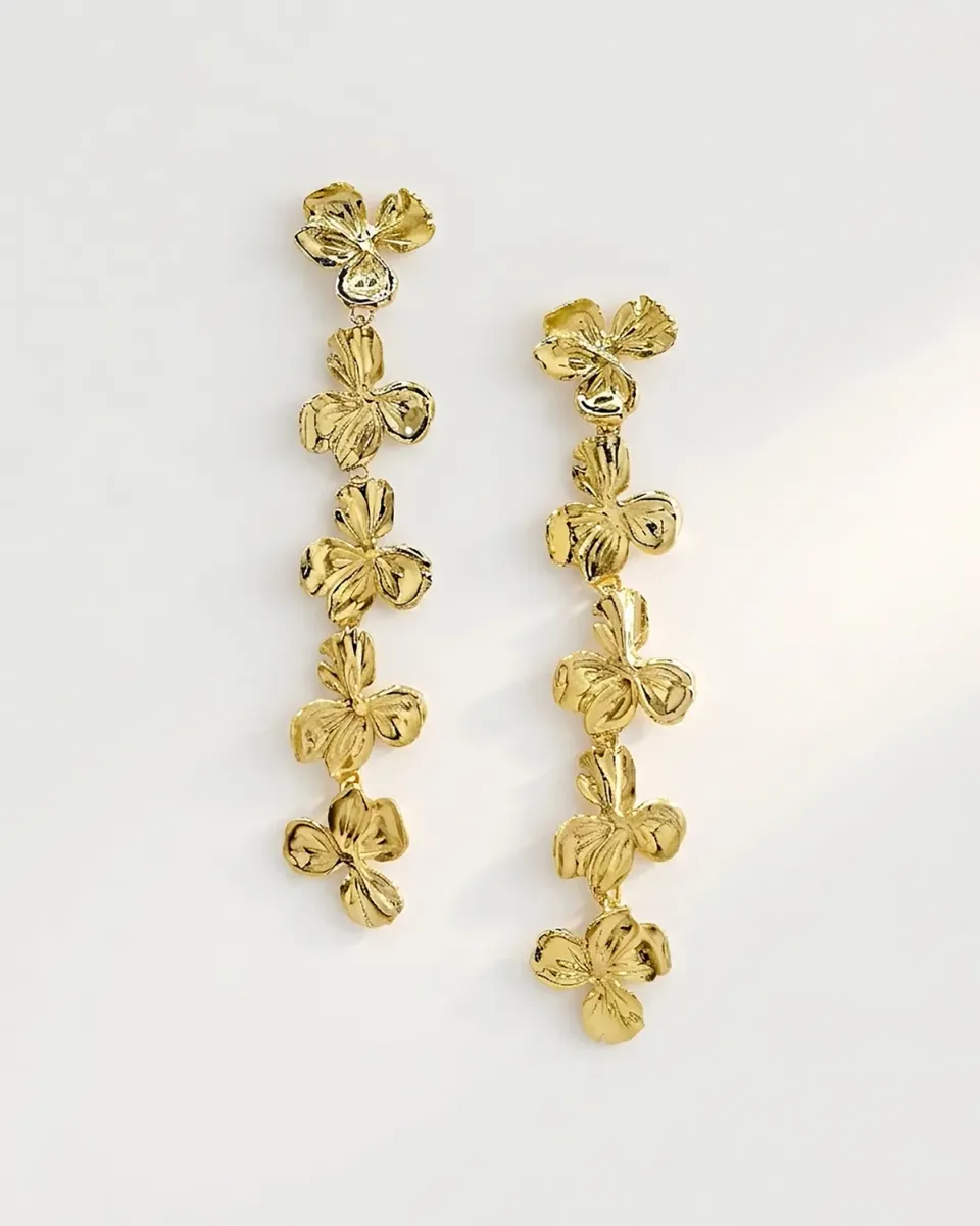 Elise Tsikis Kymaia boucles pendantes fleurs 8cm