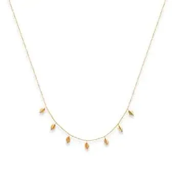 Oriana France collier breloque feuilles plaqué or doré