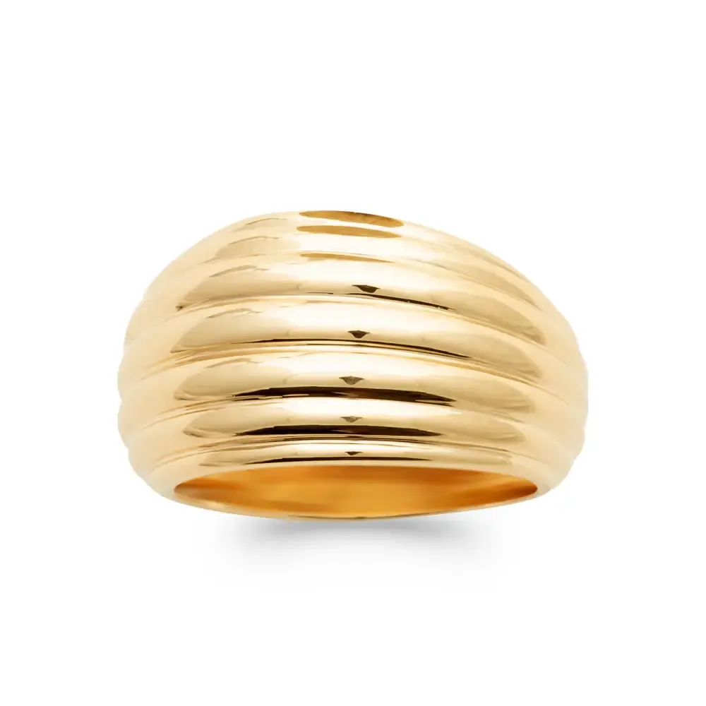 Oriana France bague bombée striée plaqué or