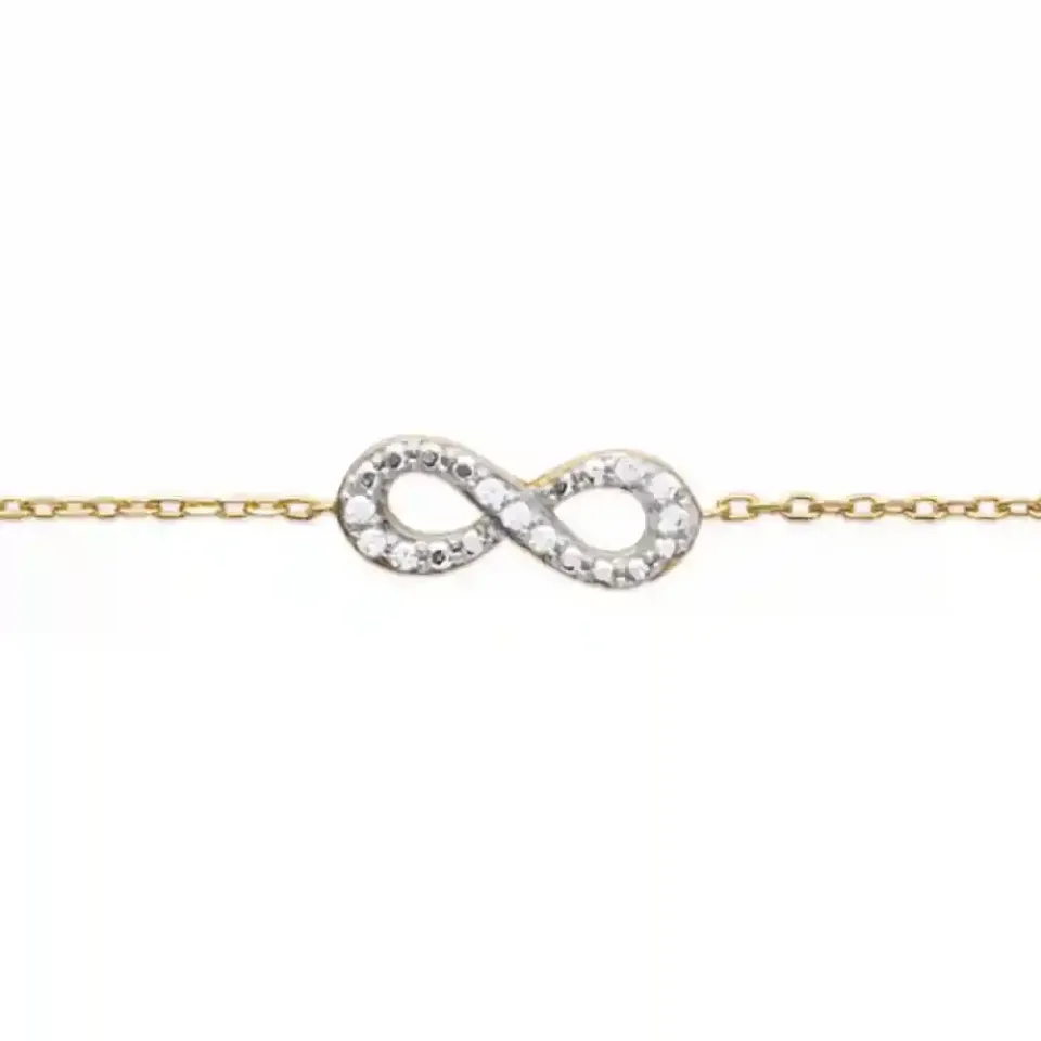 Oriana France infini bracelet plaqué or pierres scintillantes