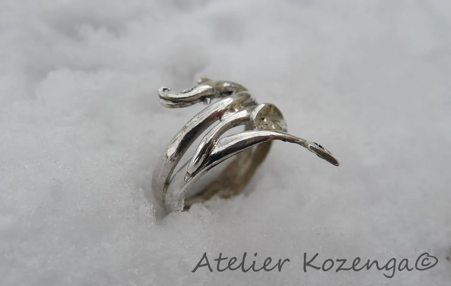 L'Atelier Kozenga Liane bague argent feuilles épines