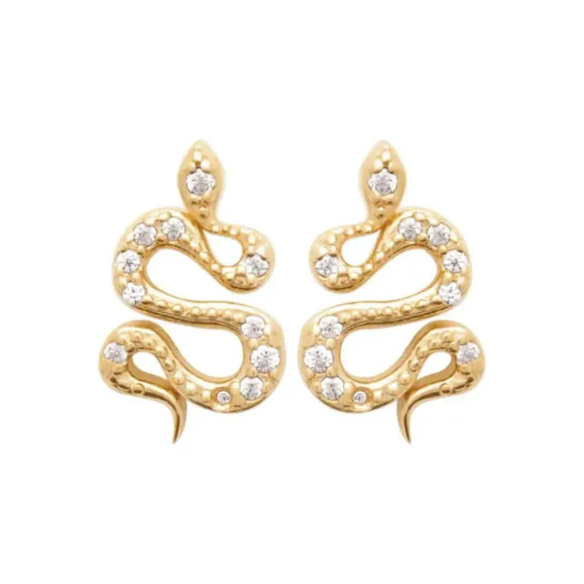Oriana France serpent clous d’oreilles plaqué or zircon