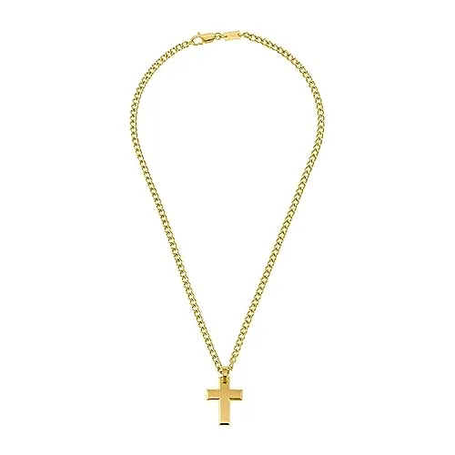 s.Oliver 2036868 collier homme acier croix doré 50 cm