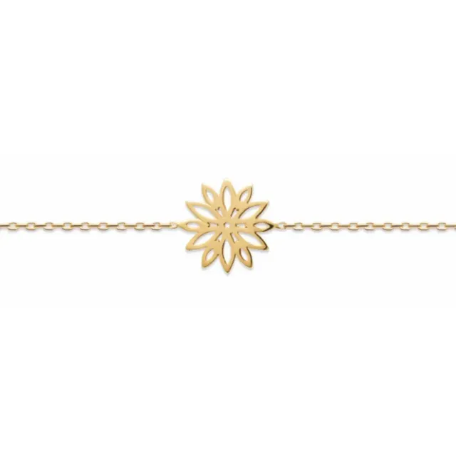 Oriana France bracelet fleur ajourée plaqué or lotus
