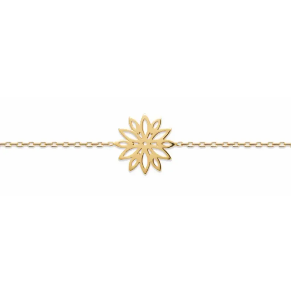 Oriana France bracelet fleur ajourée plaqué or lotus